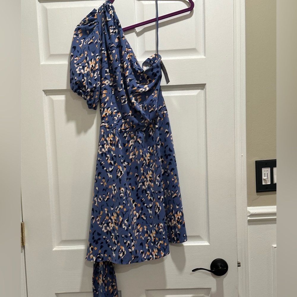 Nine West One-Shoulder Dress Size Large Blue - Picture 4 of 8